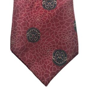Vintage London Fog Abstract Geometric Burgundy Tie Extra 66"